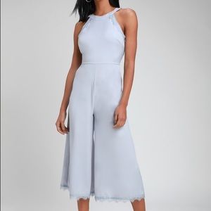 AWE & AMOUR LIGHT BLUE WIDE-LEG CROPPED JUMPSUIT
